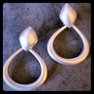Elizabeth Rand, Silver Teardrop Hoop Earrings - Elegant Women’s Jewelry